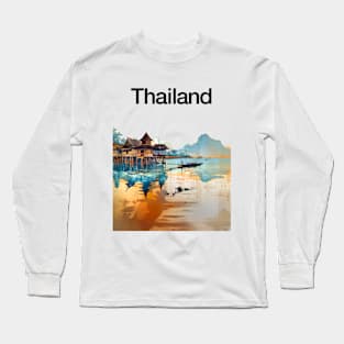 Thailand: Postcard from Thailand a Vision of Paradise on a light (Knocked Out) background Long Sleeve T-Shirt